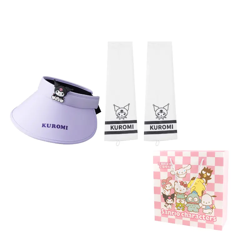 

Sanrio Куломская панама из полиамида унисекс, Kuromi Visor Sun Protection Hat+Cooling Arm Sleeves