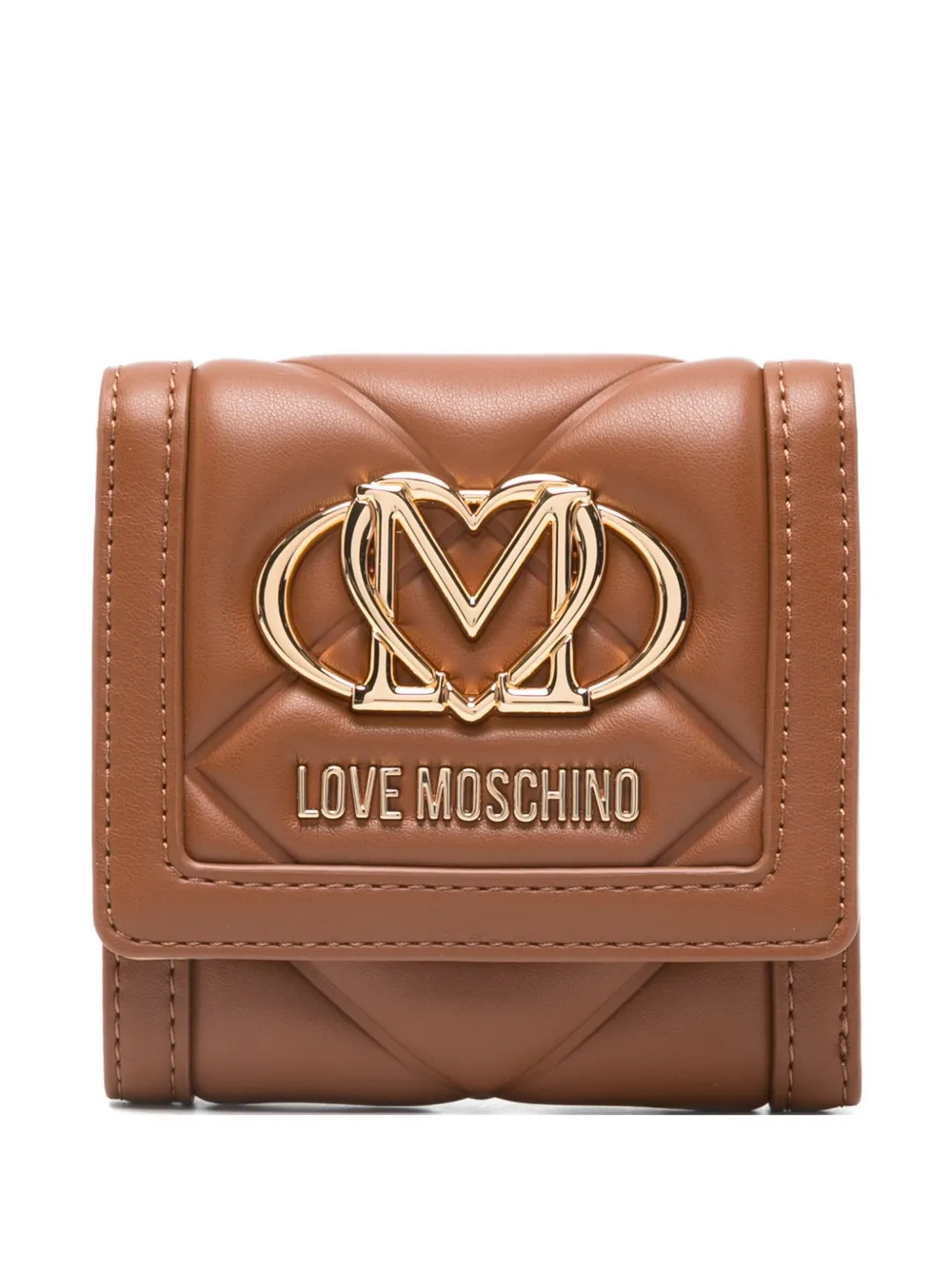 

Стеганый кошелек с логотипом Love Moschino, коричневый