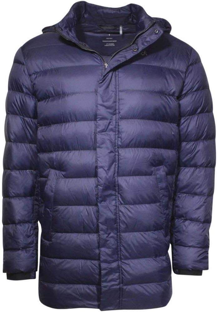 

Мужская водонепроницаемая куртка-пуховик Calvin Klein с капюшоном и застежкой-молнией спереди, New Navy