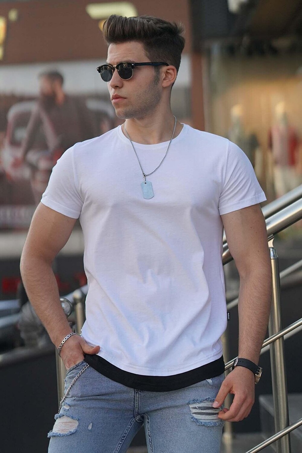 

Базовая белая мужская футболка 4465 MADMEXT, Белый, Базовая белая мужская футболка 4465 MADMEXT