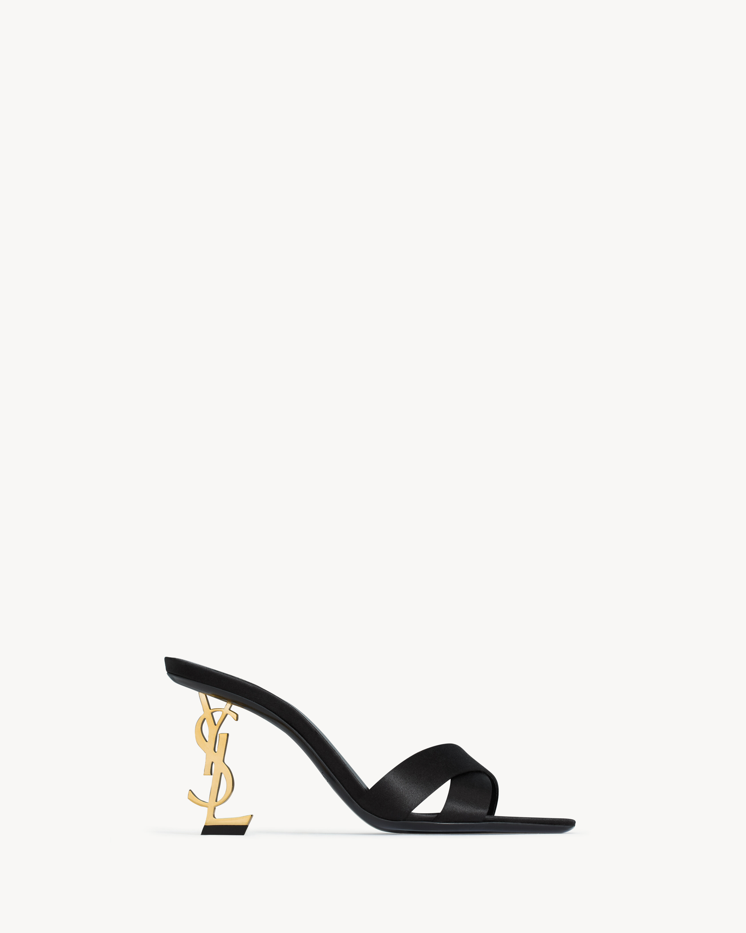 Мюли OPYUM из сатинового крепа Saint Laurent, черный