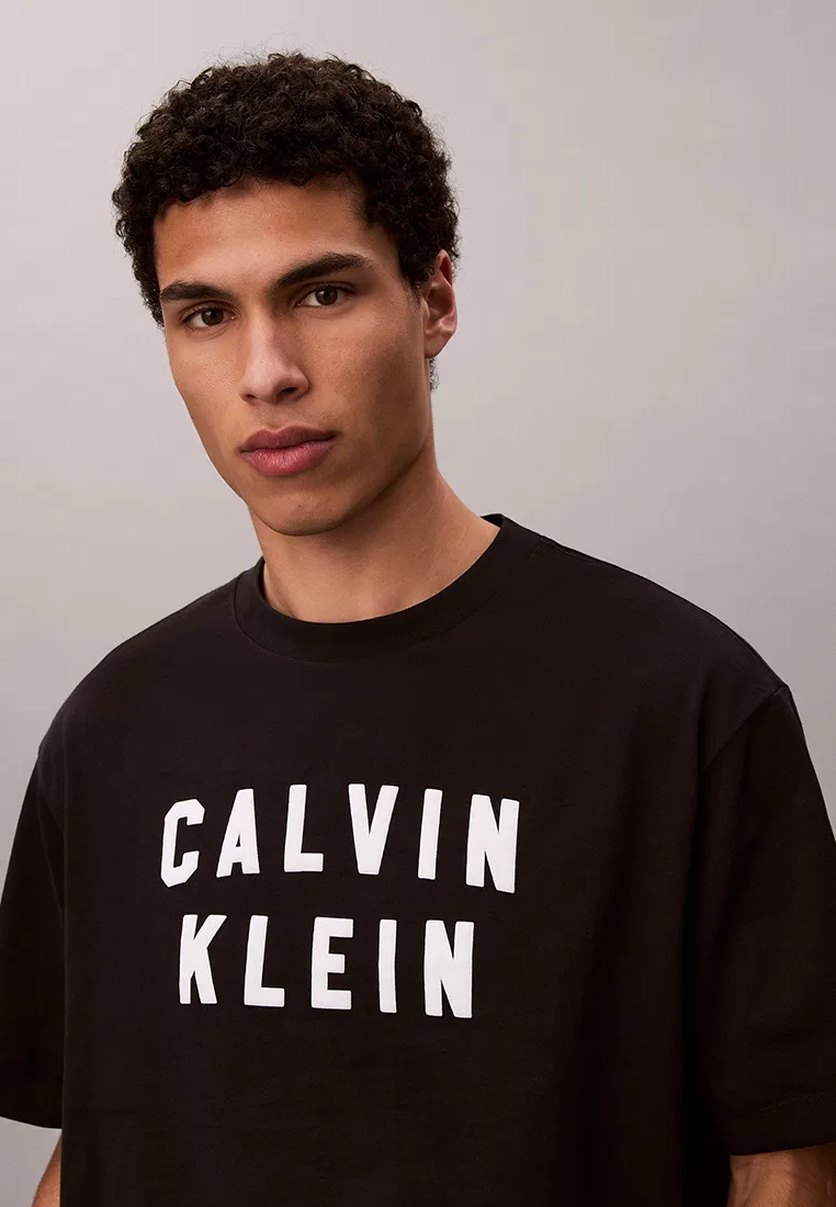 Футболка свободного кроя с контрастным логотипом, Calvin Klein Jeans, черный — фото 3