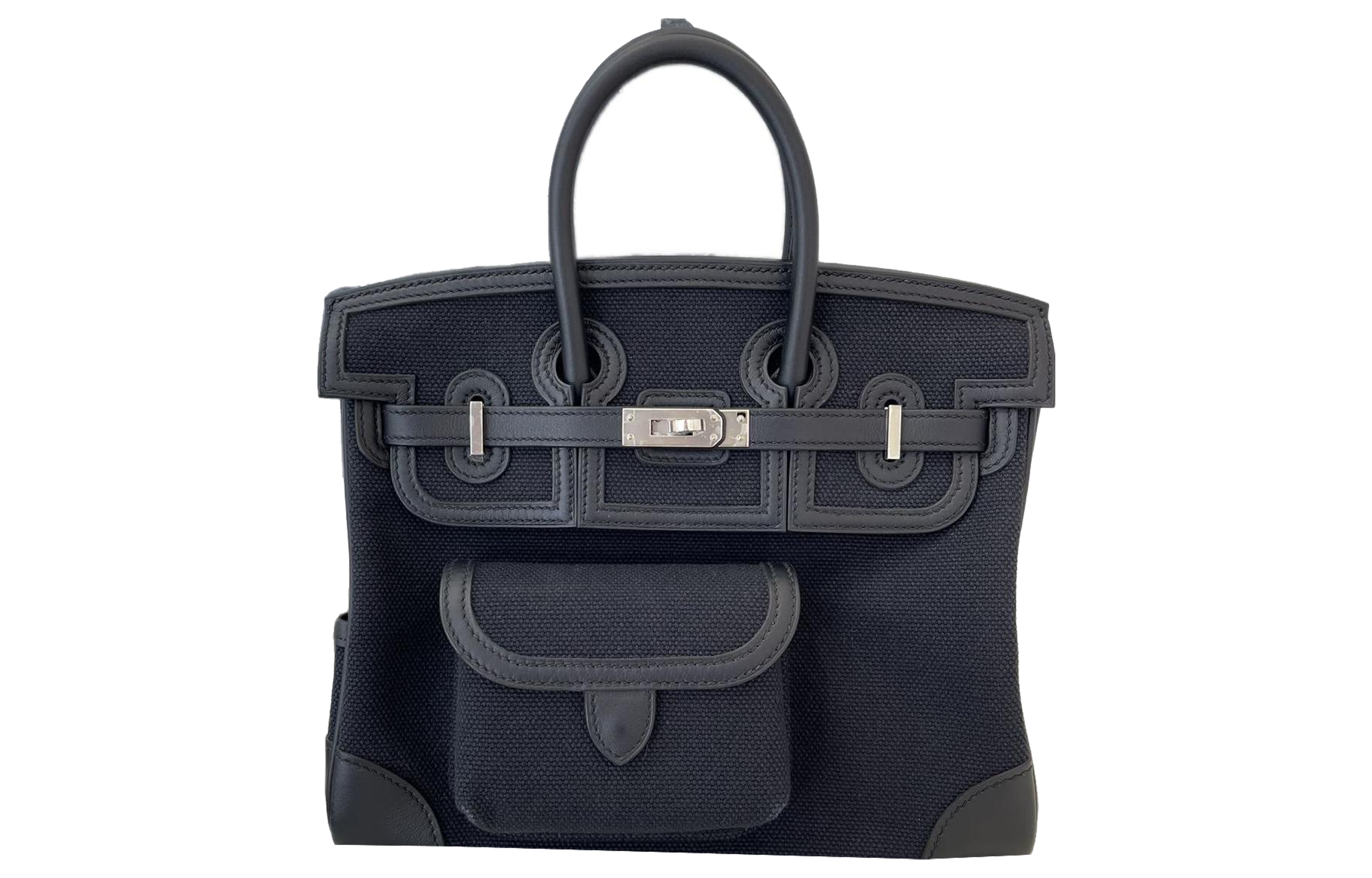 

HERMES Сумка-тоут Birkin Cargo из парусины с кожаной сумкой Swift Birkin унисекс Noir Black
