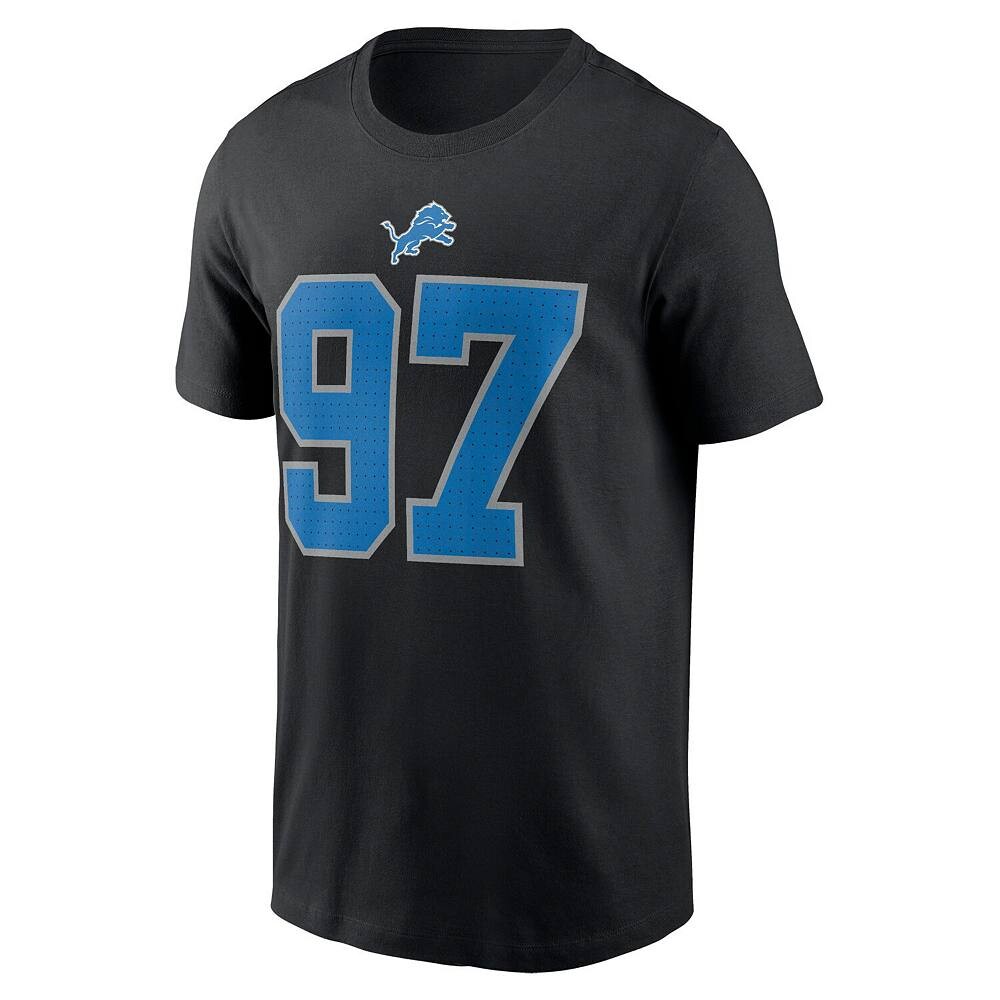 Мужская черная футболка с именем и номером игрока Nike Aidan Hutchinson Detroit Lions, цвет Lns Black — фото 3