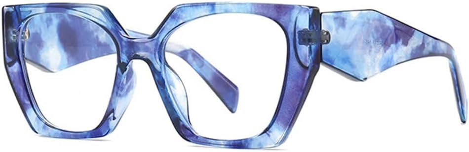 

Ретро-солнцезащитные очки «кошачий глаз» с многоугольными линзами, разноцветные, модные женские, с прозрачным градиентом, защита от УФ-излучения UV400, мужские солнцезащитные очки generic, Blue Pattern Clear