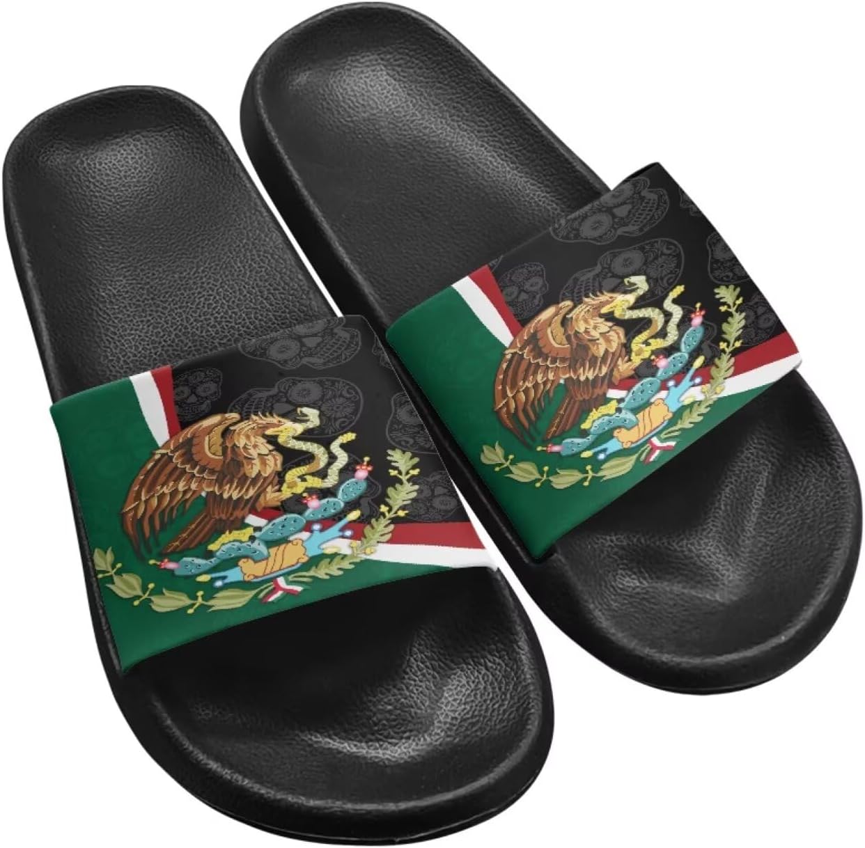 

Женские шлепанцы Jeiento с американским флагом, праздничная обувь, нескользящие спортивные сандалии для ванной, пляжа и душа, Mexico Flag and Skull