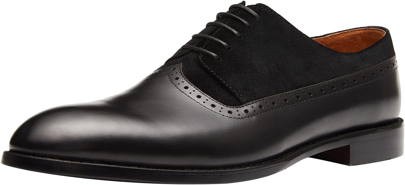 

Мужские оксфорды Santimon из кожи, деловые повседневные формальные туфли, броги с кальными носами, свадебные туфли для мужчин, черный