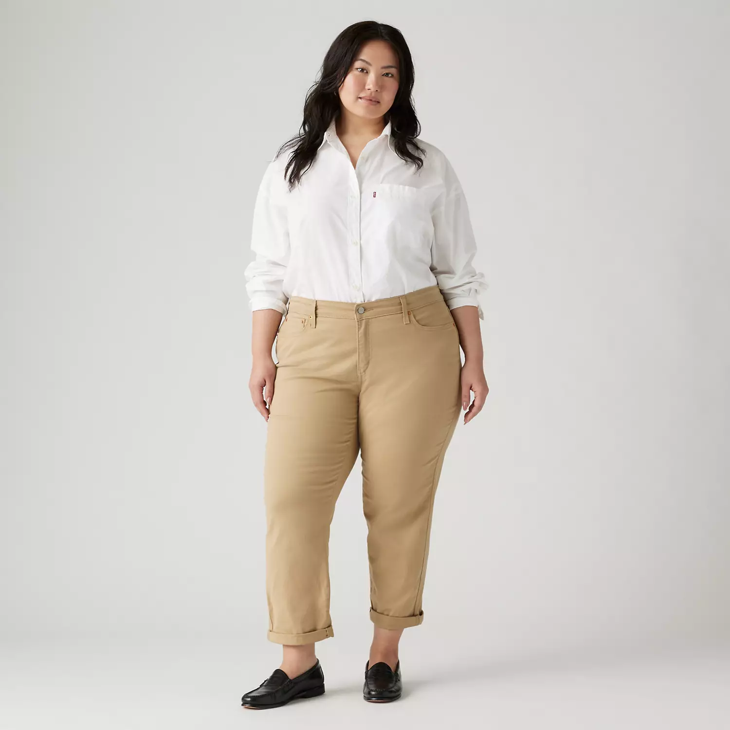 

Женские джинсы бойфренды со средней посадкой (размер плюс) Levi's, цвет Unbasic Khaki - White