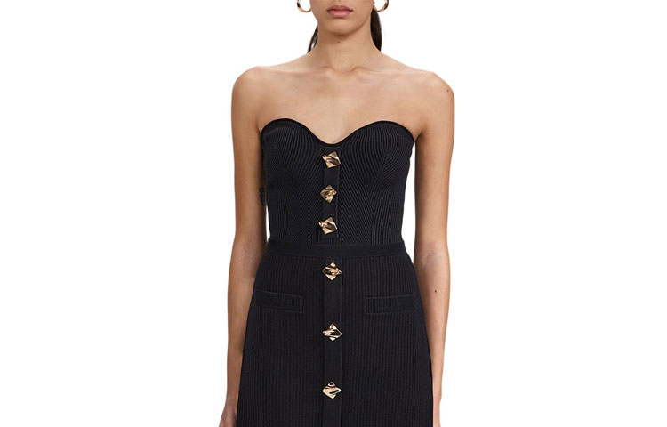 

Футболка без бретелей Self-portrait, черная