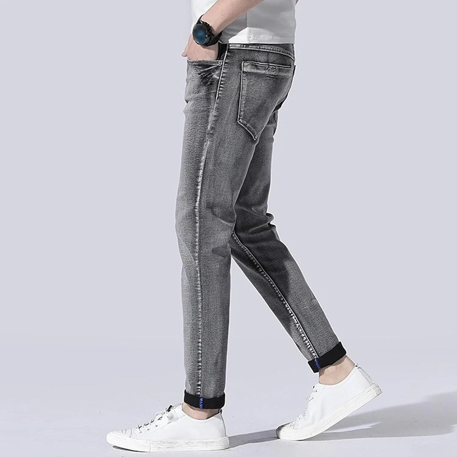 Джинсы прямые Slim Fit Casual, серый — фото 3