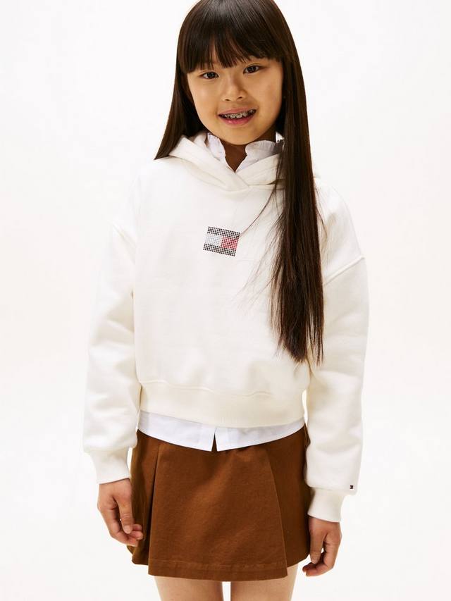

Детская худи с пайетками из хлопковой смеси Tommy Hilfiger, Ivory Silk