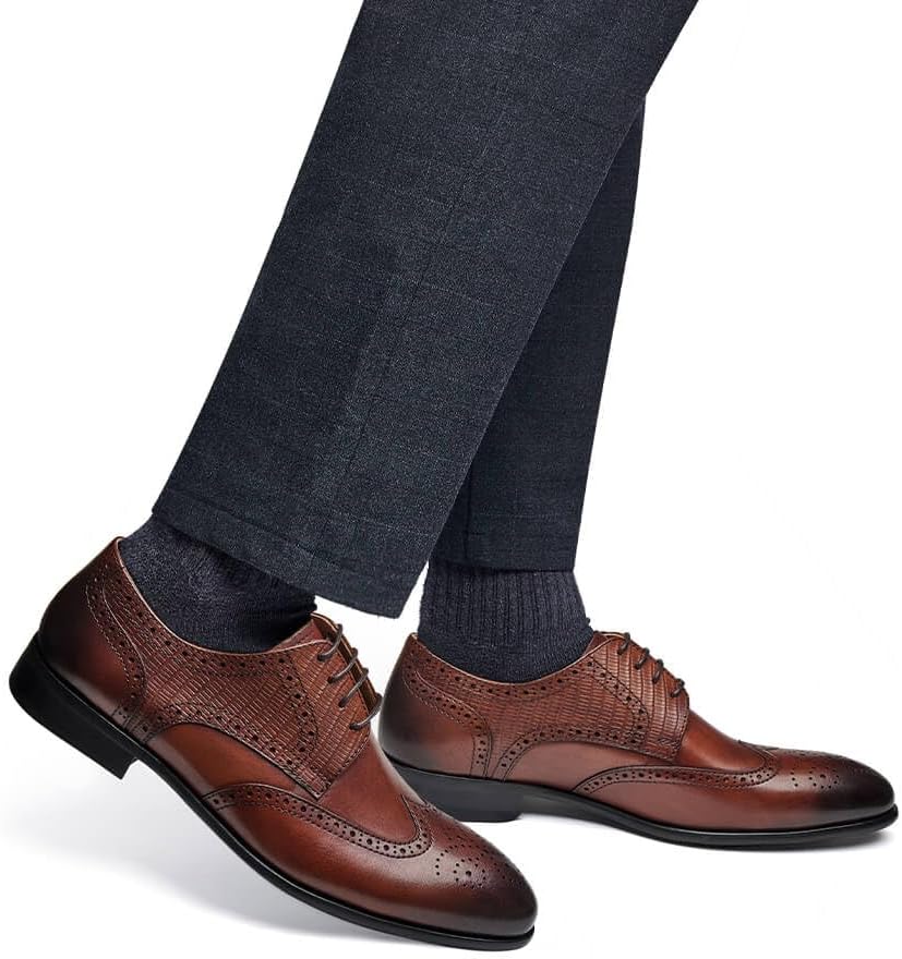 Мужские классические туфли Jepsengord Wingtip из натуральной кожи коровы, оксфорды с брогированием, формальные деловые и свадебные дерби Jepsen Gord, коричневый — фото 2