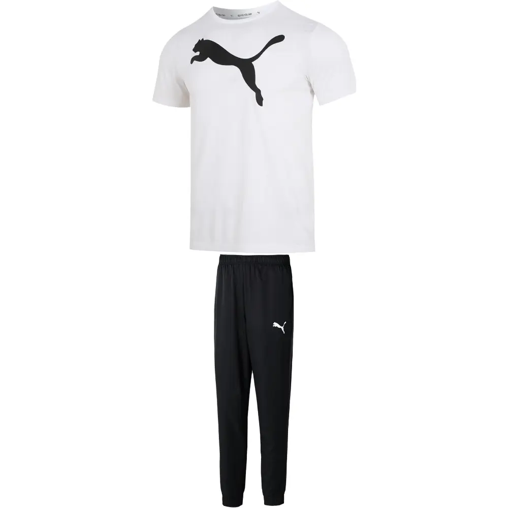 

PUMA Повседневный спортивный костюм для мужчин: футболка White + брюки Black