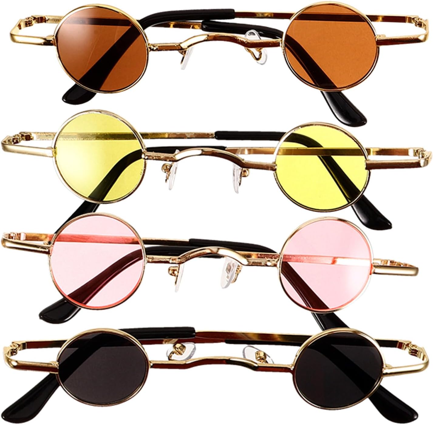

VALICLUD 4 шт. Круглые панк-солнцезащитные очки унисекс, винтажные круглые солнцезащитные очки, легкие, маленькие оправы, аксессуары для пляжной вечеринки, защита от УФ-излучения для активного отдыха на природе, Assorted Color