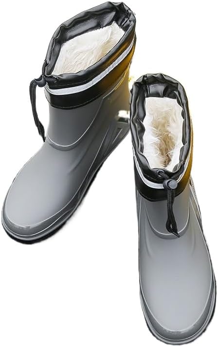 

Водонепроницаемые мужские ботинки Spedify для улицы - зимние резиновые сапоги, стойкие к грязи и дождю, средней высоты, утепленные с регулируемой застежкой для сада, рыбалки и охоты, серый