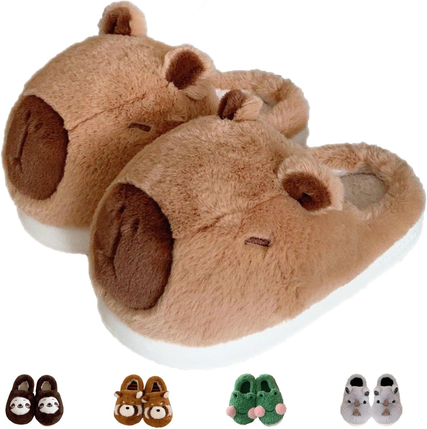 

Тапочки Jfxgjuv с изображением ленивца, тапочки с лягушкой для женщин и мужчин, милые пушистые тапочки в виде животных, забавные мягкие удобные тапочки из пены с эффектом памяти для дома и улицы, коричневый