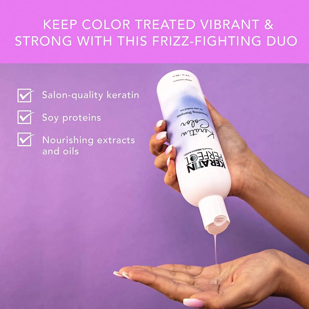 Шампунь для окрашивания волос Keratin Color Shampoo от Keratin Perfect для мужчин и женщин - 355 мл - упаковка из 2 штук, прозрачный — фото 2