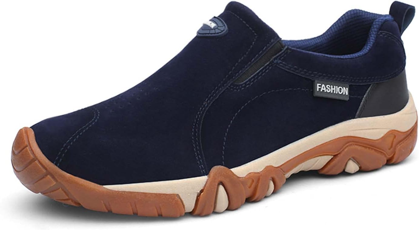 

Мужские походные кроссовки Eliogn с наружным протектором, нескользящие для кросс-кантри и прогулок, низкие кроссовки на молнии для мужчин, синий