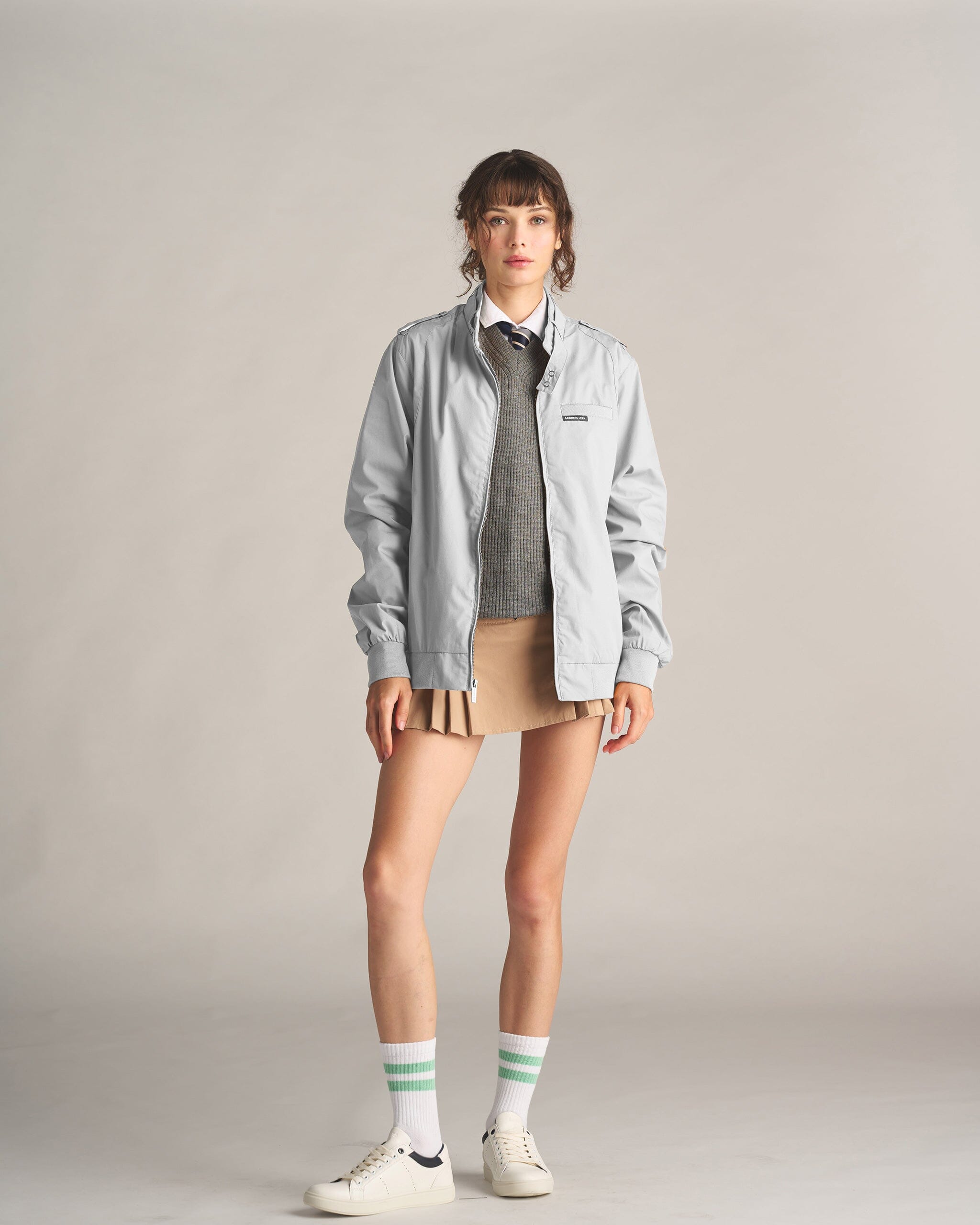 

Женская классическая куртка Iconic Racer Oversize Members Only, светло-серый