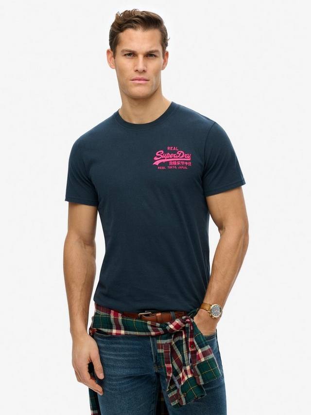 

Футболка с вышитым винтажным логотипом Superdry, цвет Eclipse Navy/Fuchsia