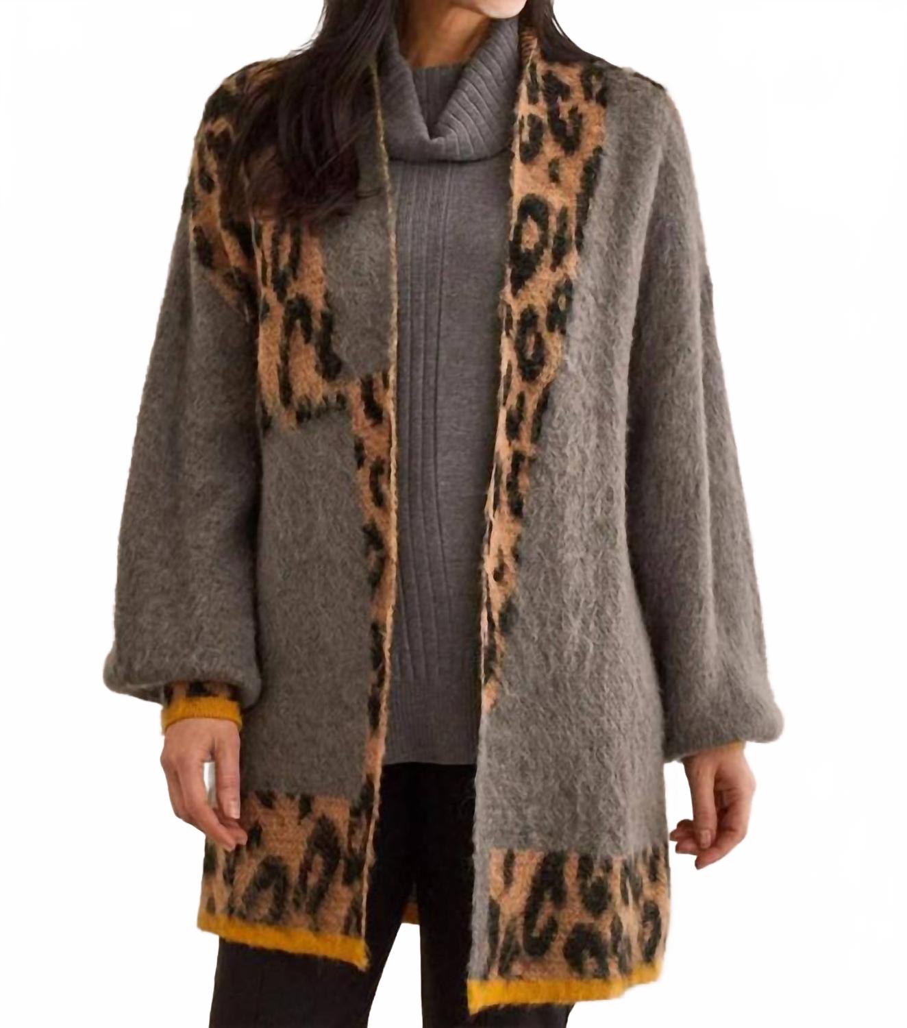 

Кардиган с цветными блоками в сером леопардовом принте Animal TRIBAL