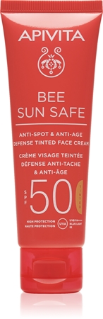 

Защитный тонизирующий крем для лица spf 50 Apivita Bee Sun Safe Anti-Spot and Anti-Age Tinted Face Cream SPF50, Natural 50 ml