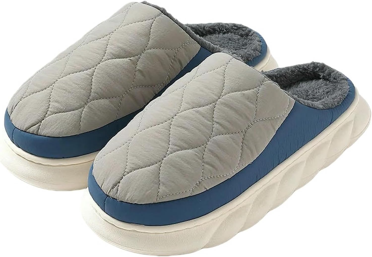 

Домашние тапочки для мужчин и женщин, теплые плюшевые тапочки с толстой подошвой и противоскользящей поверхностью Uebherv, серый