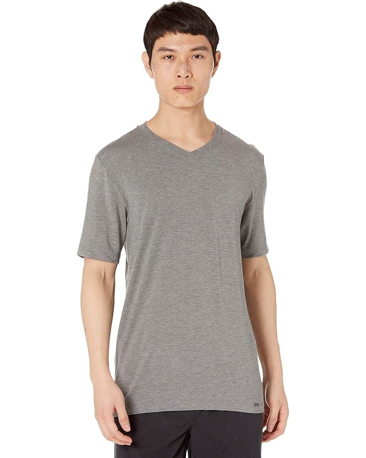 

Рубашка Hanro Casuals Short Sleeve V-Neck Shirt, цвет Stone Melange