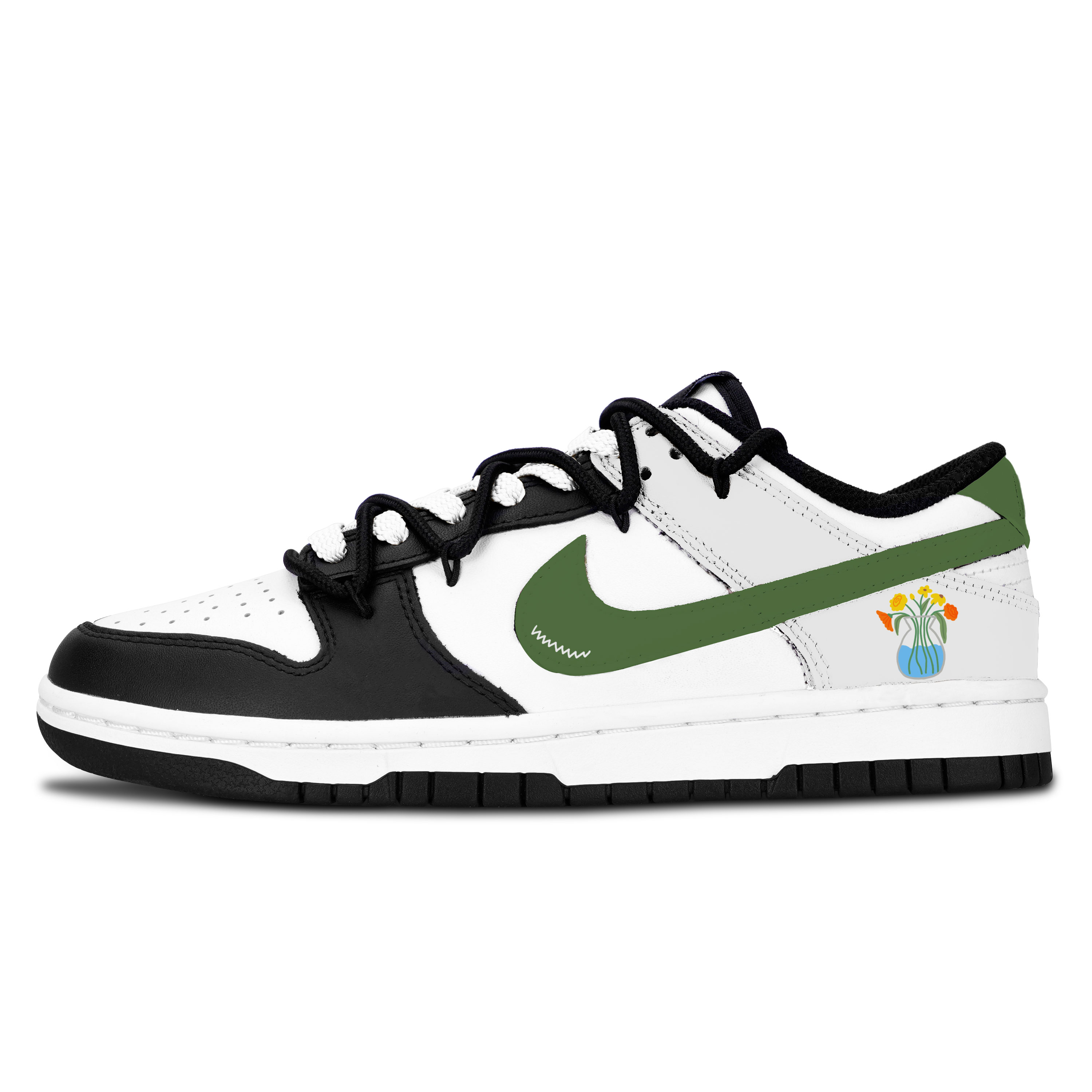 

Nike Dunk Black White, Green Bloom, устойчивые к истиранию и скольжению, низкие кроссовки для скейтбординга Unisex, серые