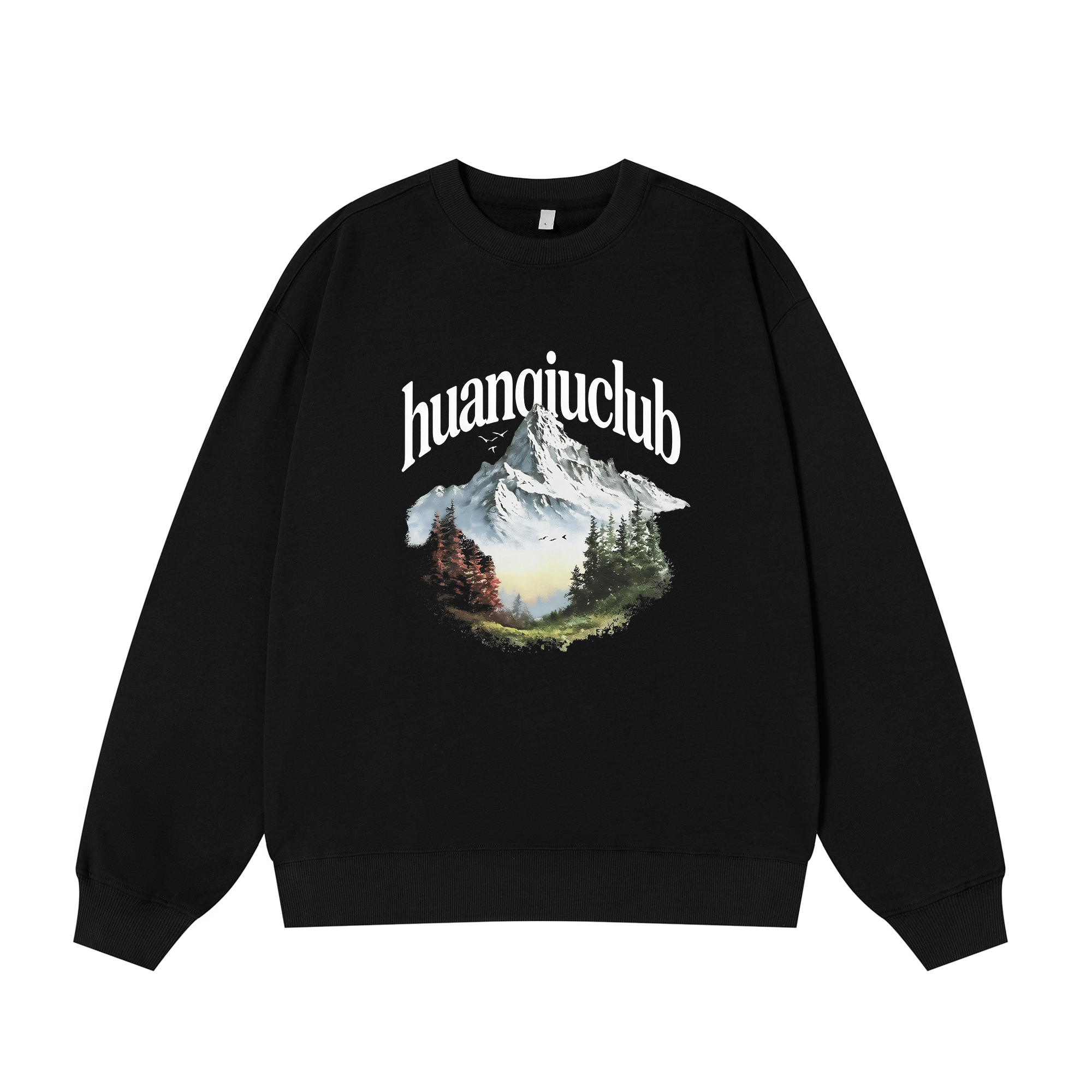 

Свитшот с круглым вырезом Unisex HUANQIU, черный (fleece-lined)