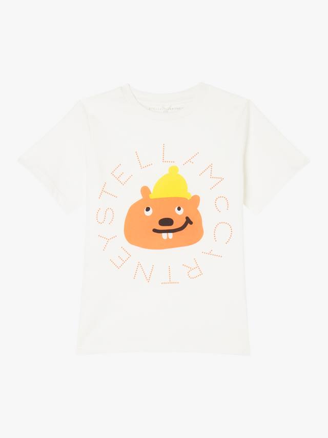 

Футболка из хлопкового джерси с принтом белки Stella McCartney Kids, Ivory