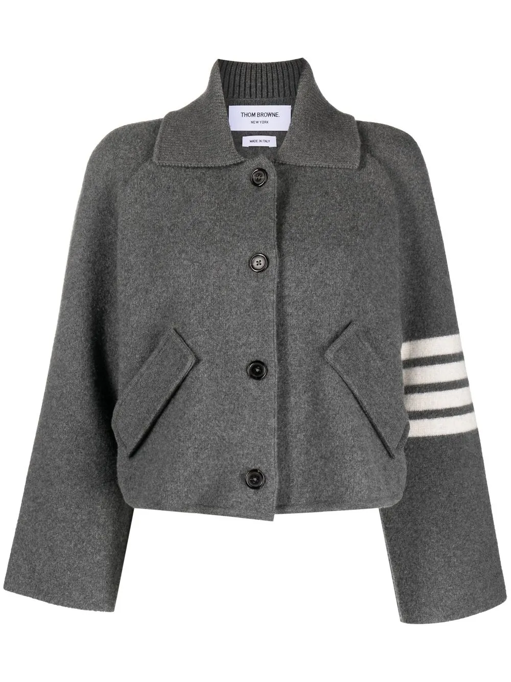 

Укороченный жакет с полосками 4-Bar THOM BROWNE, серый