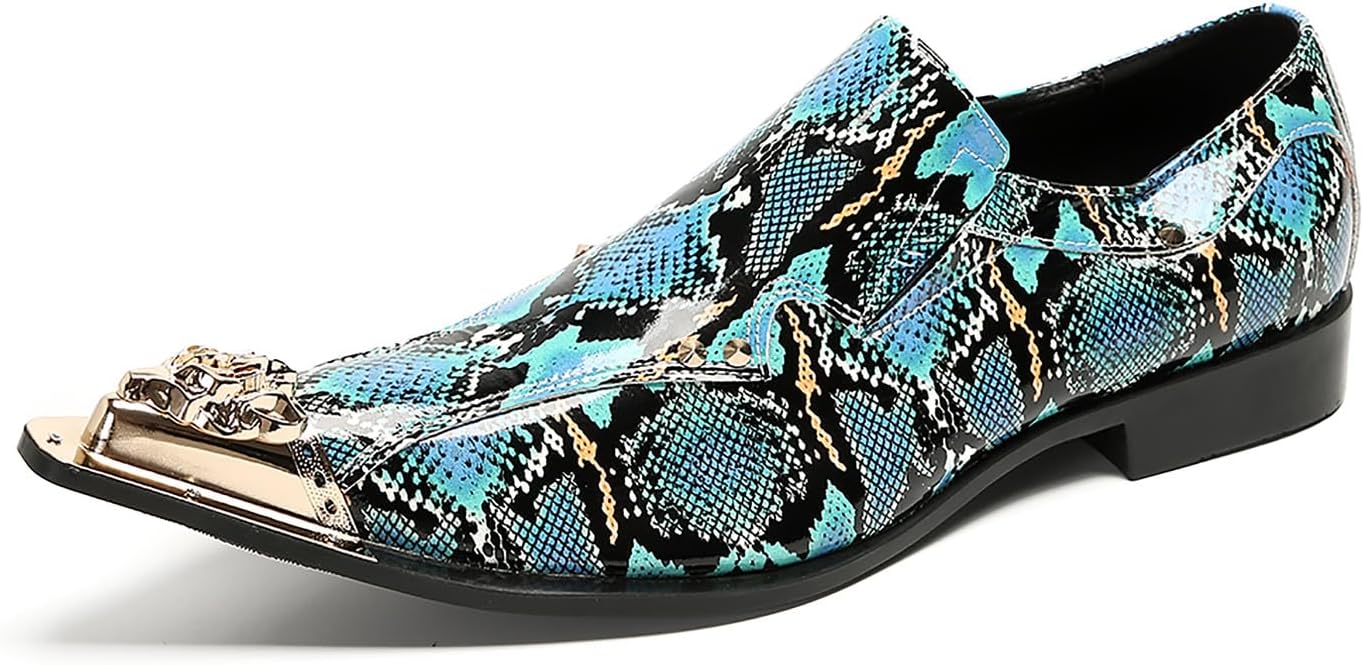 

Мужские лоферы Santimon, туфли слипоны для вечеринок, повседневные кожаные с металлическим декором, с заостренным носком, свадебные, бальные, модные западные летние туфли для мужчин, бирюзовый