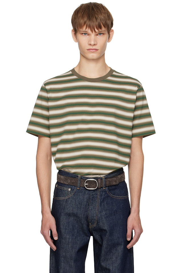 

Auralee Футболка с градиентной полосой коричневого и зеленого цвета