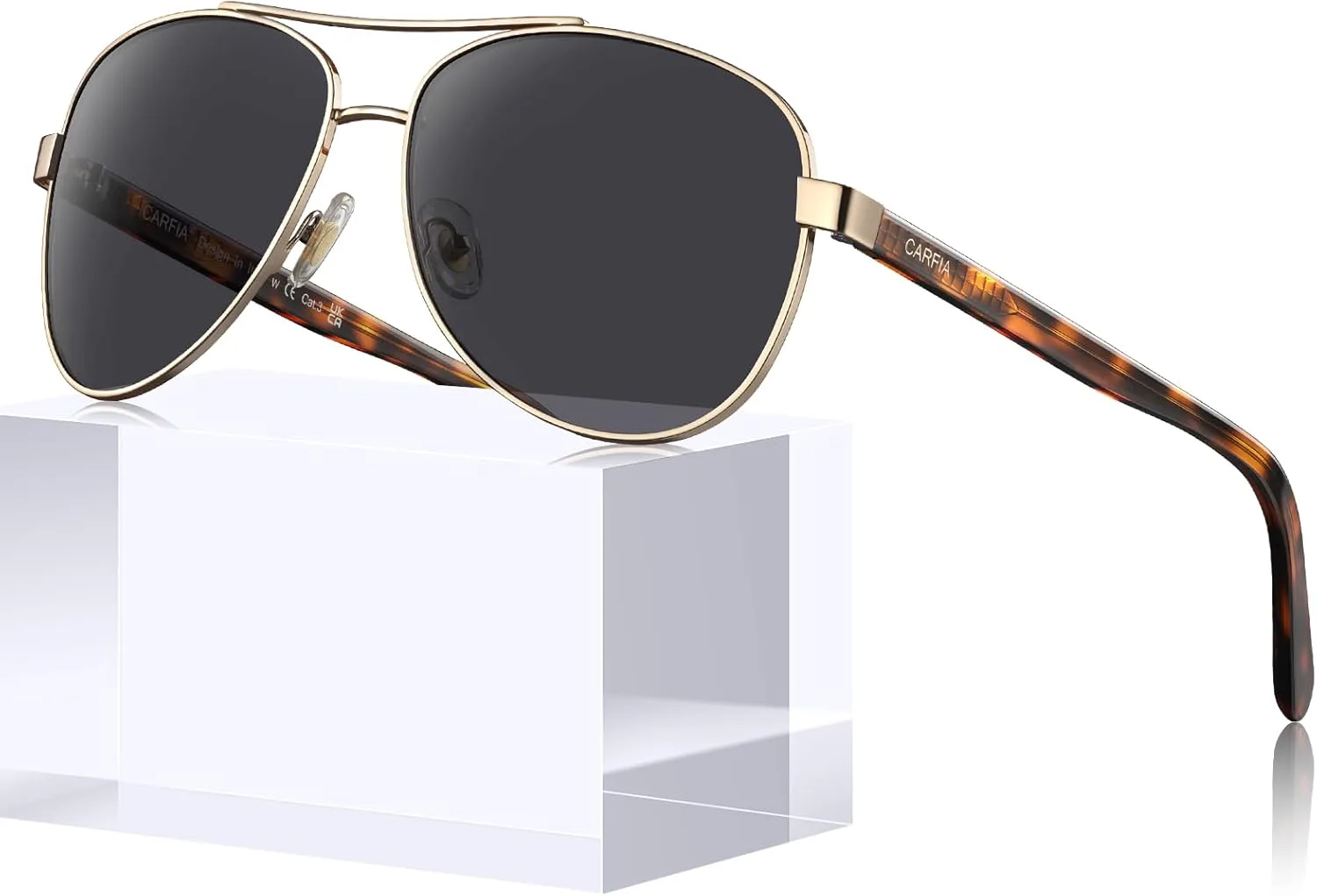 

Женские поляризованные солнцезащитные очки CARFIA с защитой от УФ-излучения, дужки из ацетата, металлическая оправа, модель CA3216, Grey Lens Tortoise Arm
