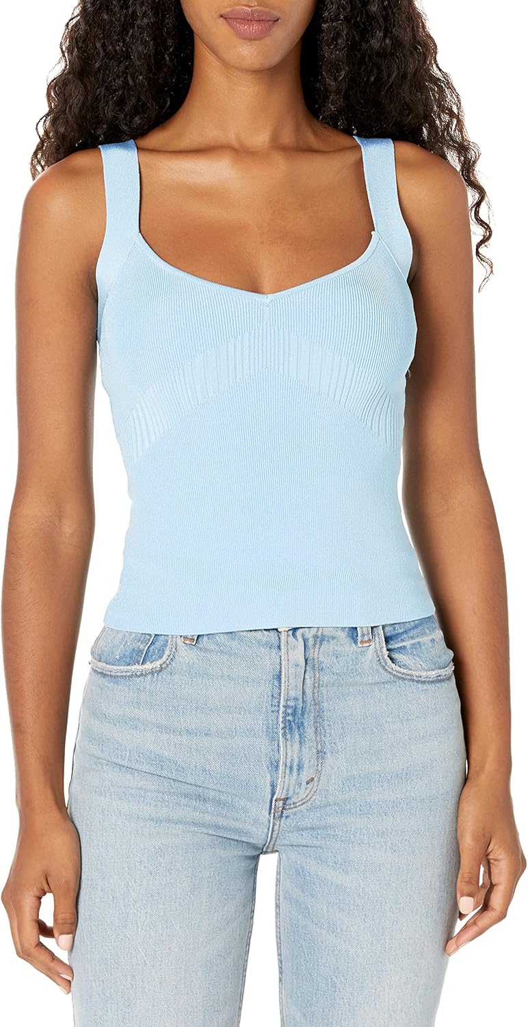

GUESS Женская базовая безрукавка Alcosta Rib Mapped Top, Bella Blue