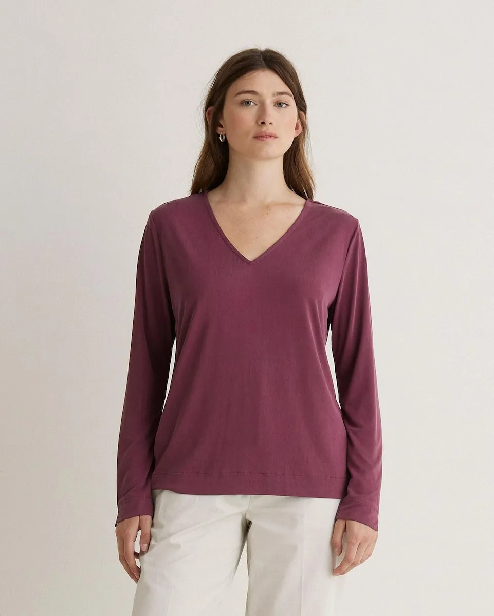 

Женская футболка с длинным рукавом и V-образным вырезом Yerse, бордовый