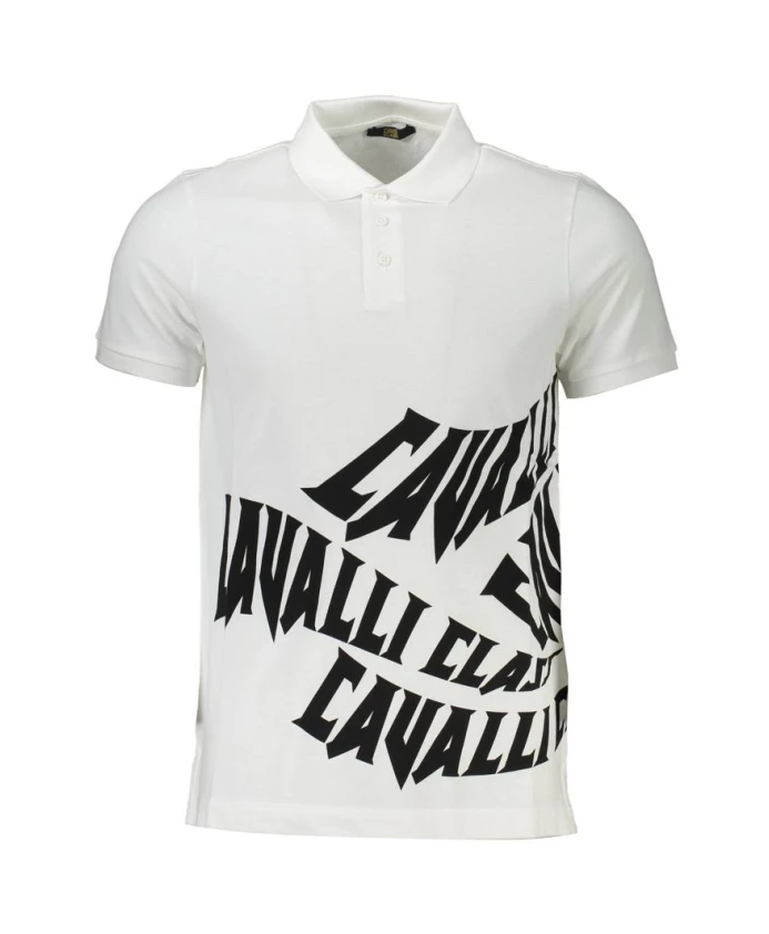 

Белая хлопковая мужская рубашка поло Cavalli Class, белый