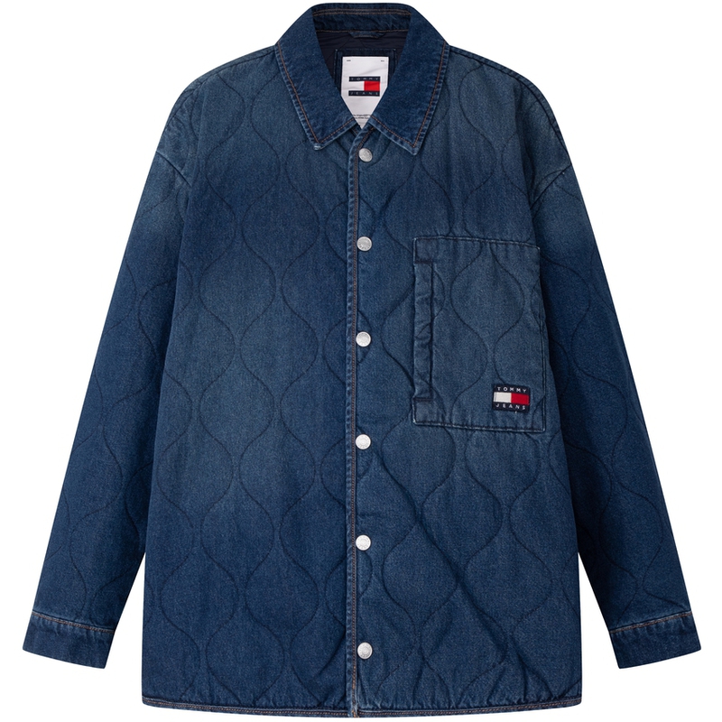 Tommy Hilfiger Пуховик унисекс джинсовый синий, Denim Blue 1BK — фото 3