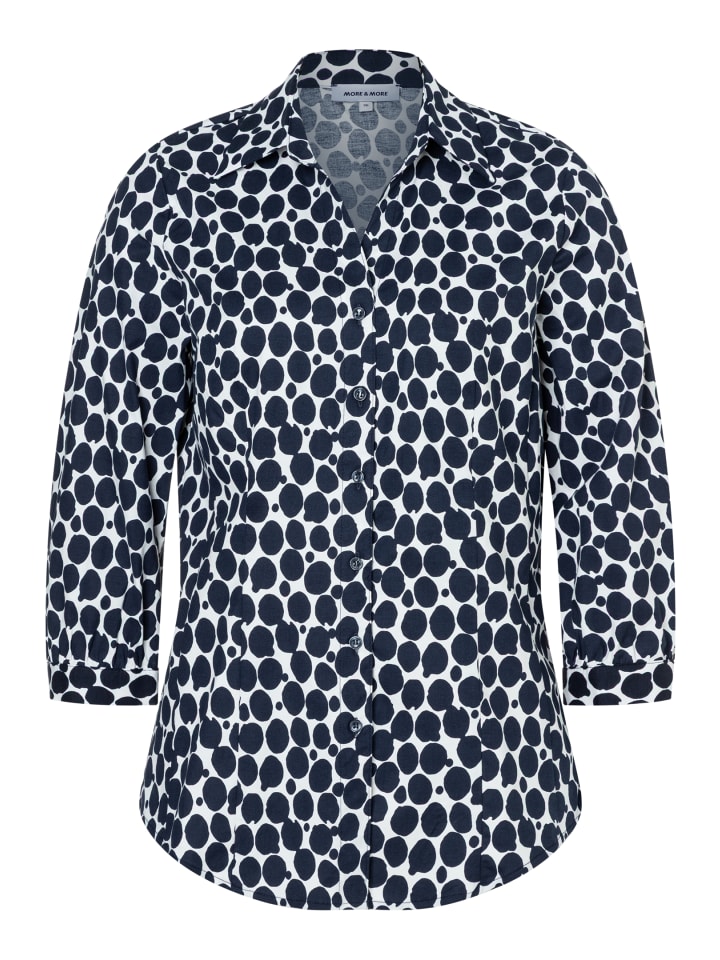 

More & More Приталенная блузка-рубашка с принтом в горошек, темно-синего и белого цвета