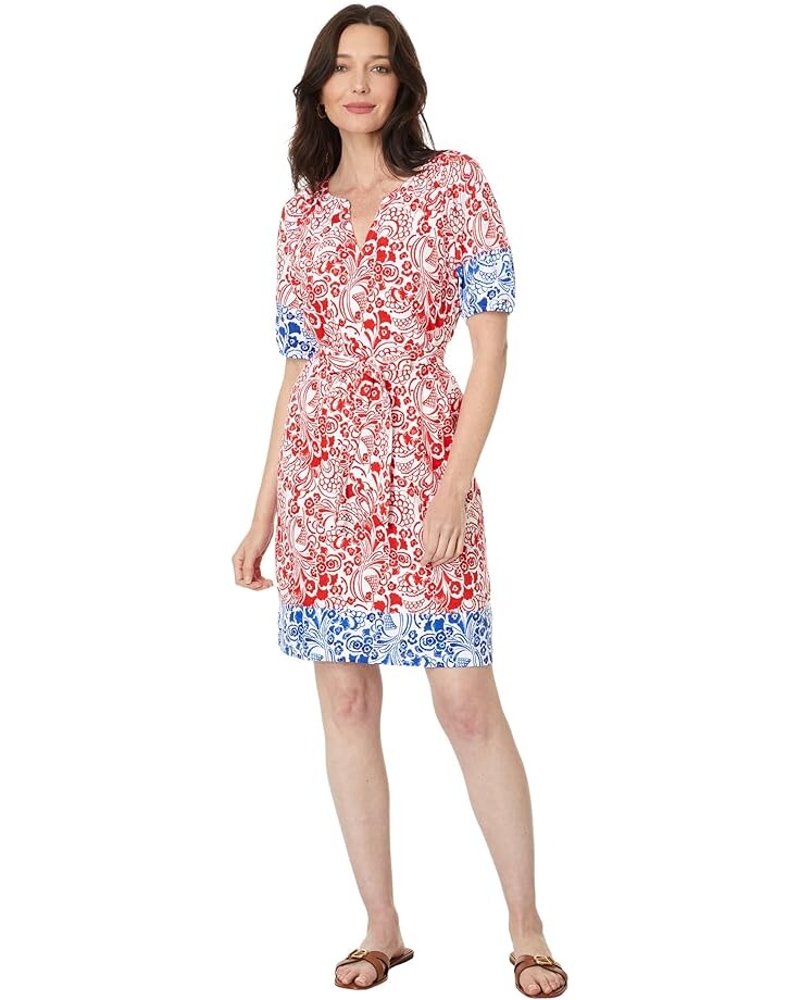 

Платье Tommy Hilfiger Floral Puff Sleeve Belated Dress, цвет Bright White/Scarlet