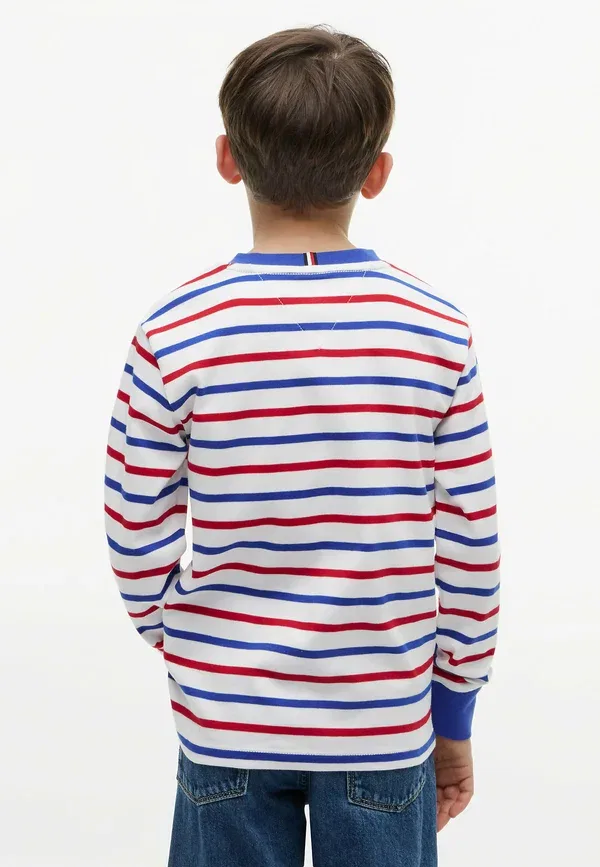 Свитшот Tommy Hilfiger Essential stripe relaxed long sleeve t-shirt sweatshirt, красный мульти-полоска — фото 3
