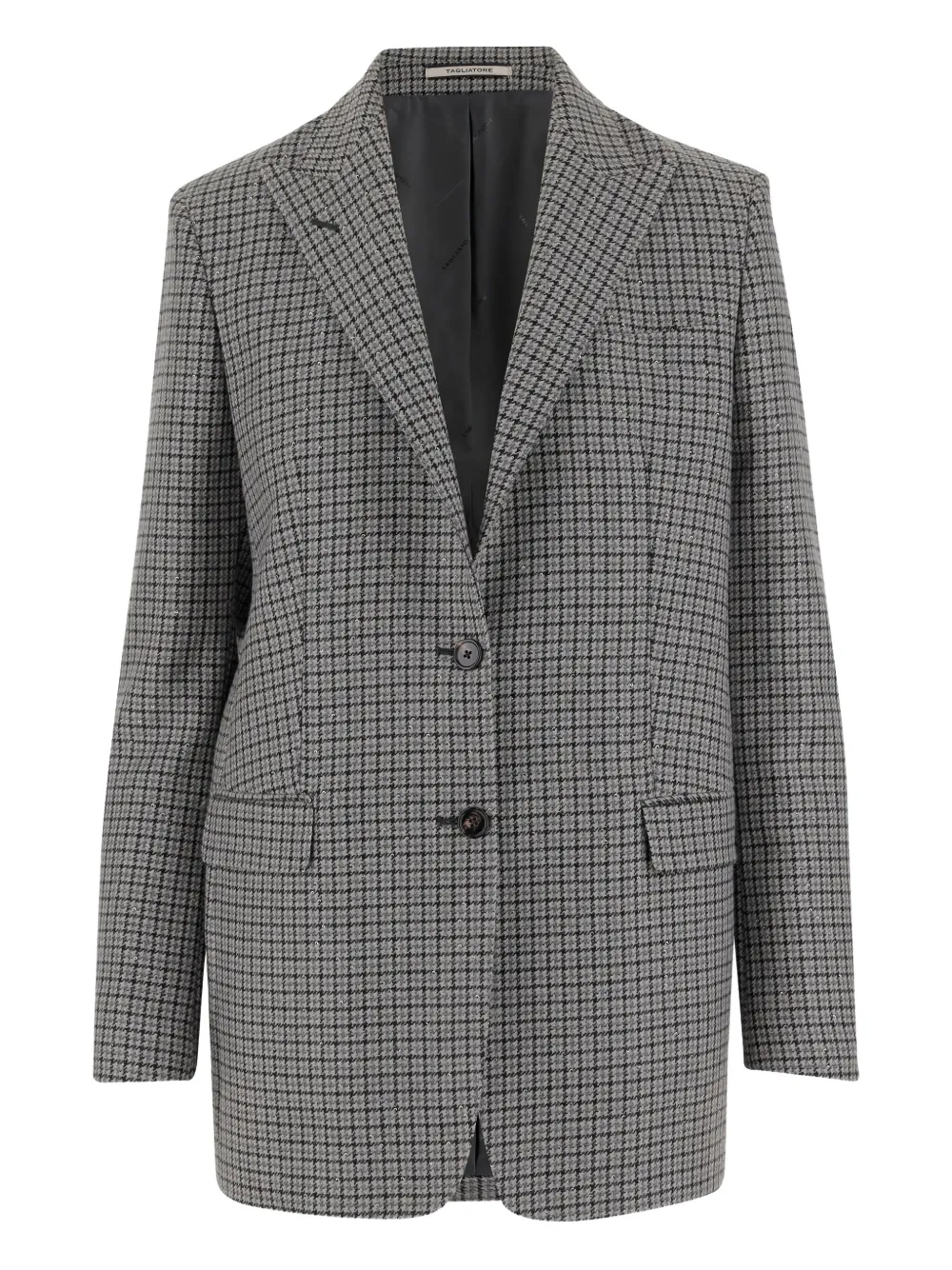 

Блейзер с узором «гусиная лапка», расшитый пайетками TAGLIATORE, серый