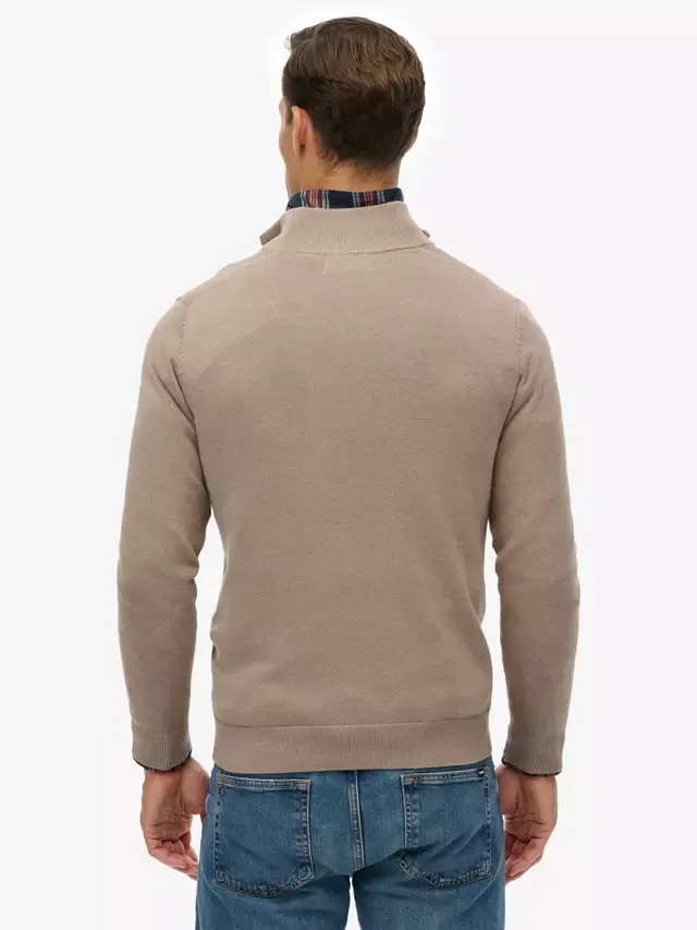 Свитер Essentials с застежкой-молнией до середины груди, цвет Husk Brown Marl Superdry — фото 2