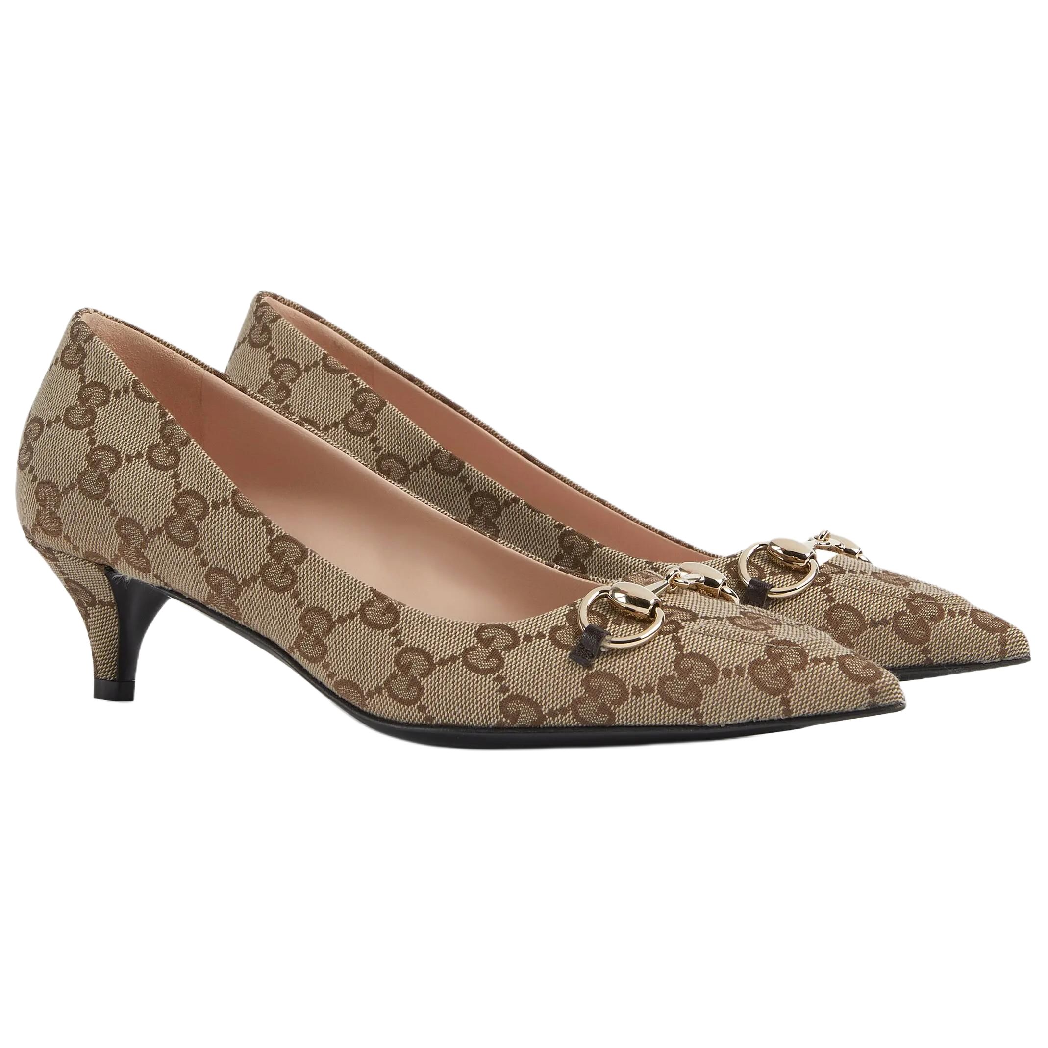 GUCCI Туфли на конусном каблуке 4,5 см женские темно-коричневые — фото 4