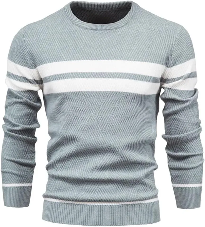 

Мужской осенний свитер с круглым вырезом и длинными рукавами