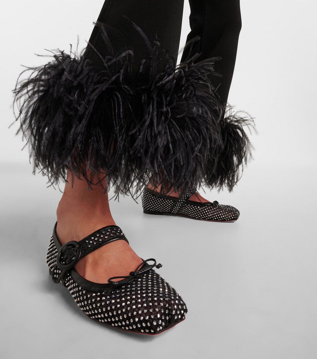 Балетки Mamastrapitina с декоративной сеткой Christian Louboutin, Black-Cry/ Lin Black — фото 4