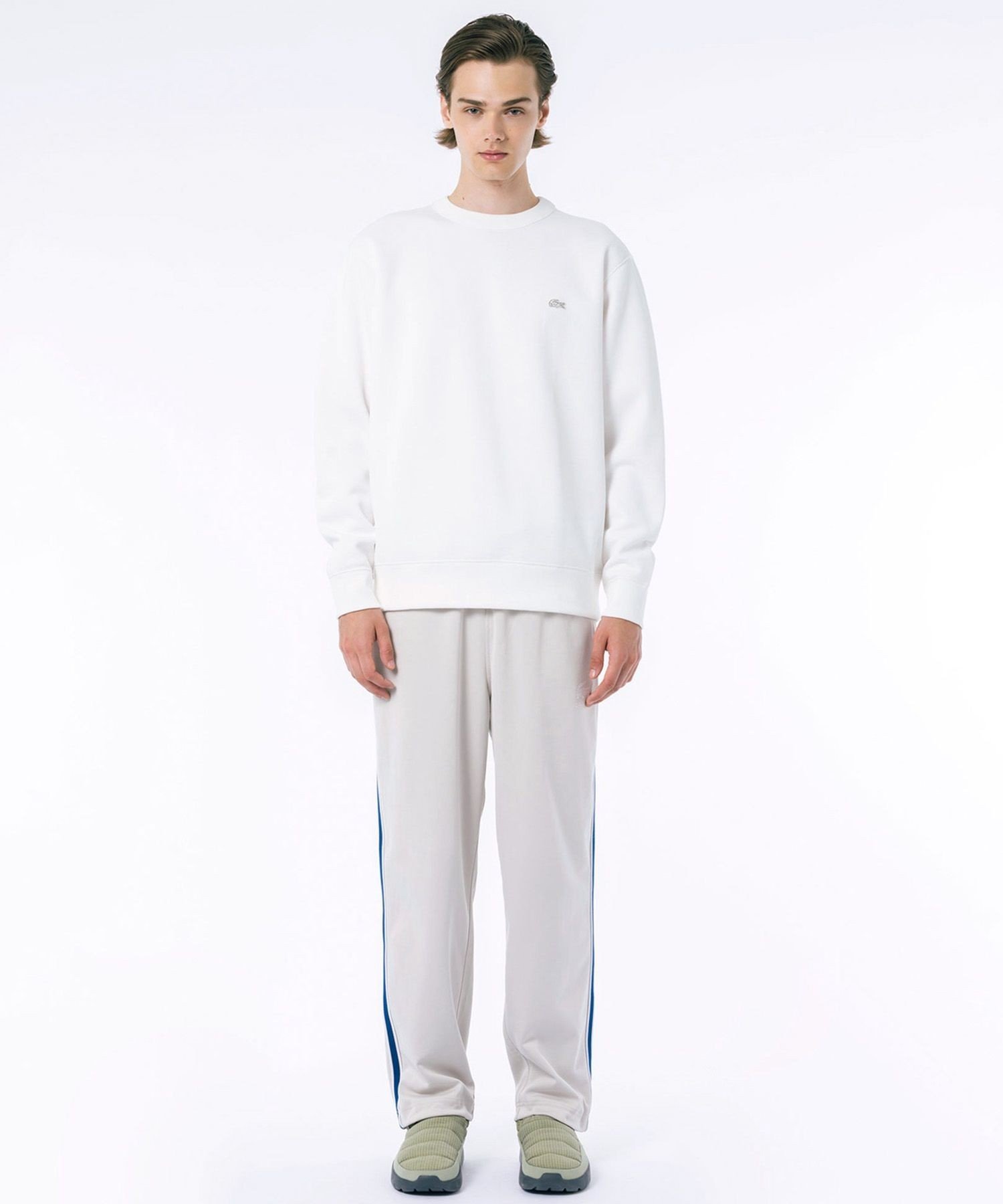 Однотонная толстовка из пике с круглым вырезом LACOSTE, Off white — фото 3