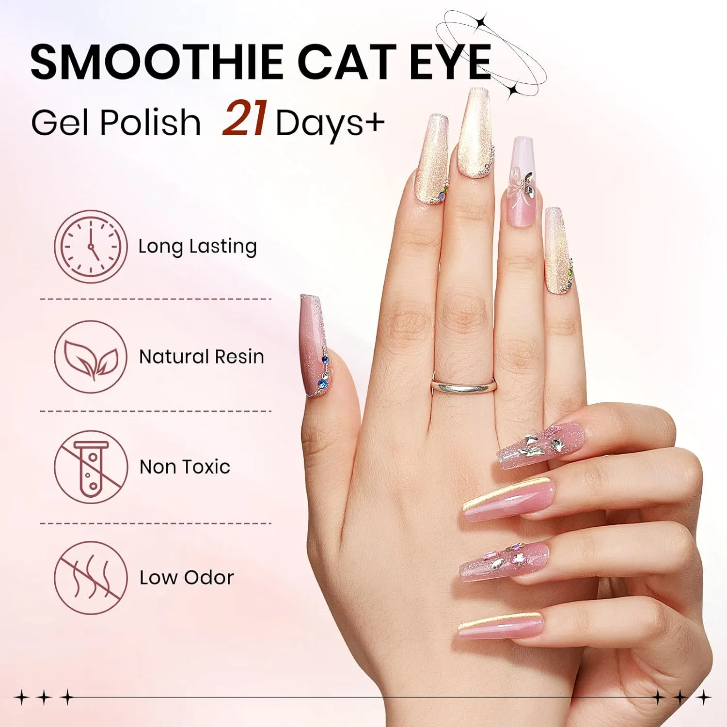 Магнитный гель-лак SUPWEE Cat Eye 9D Supwee, Holographic Glitter Pink — фото 4