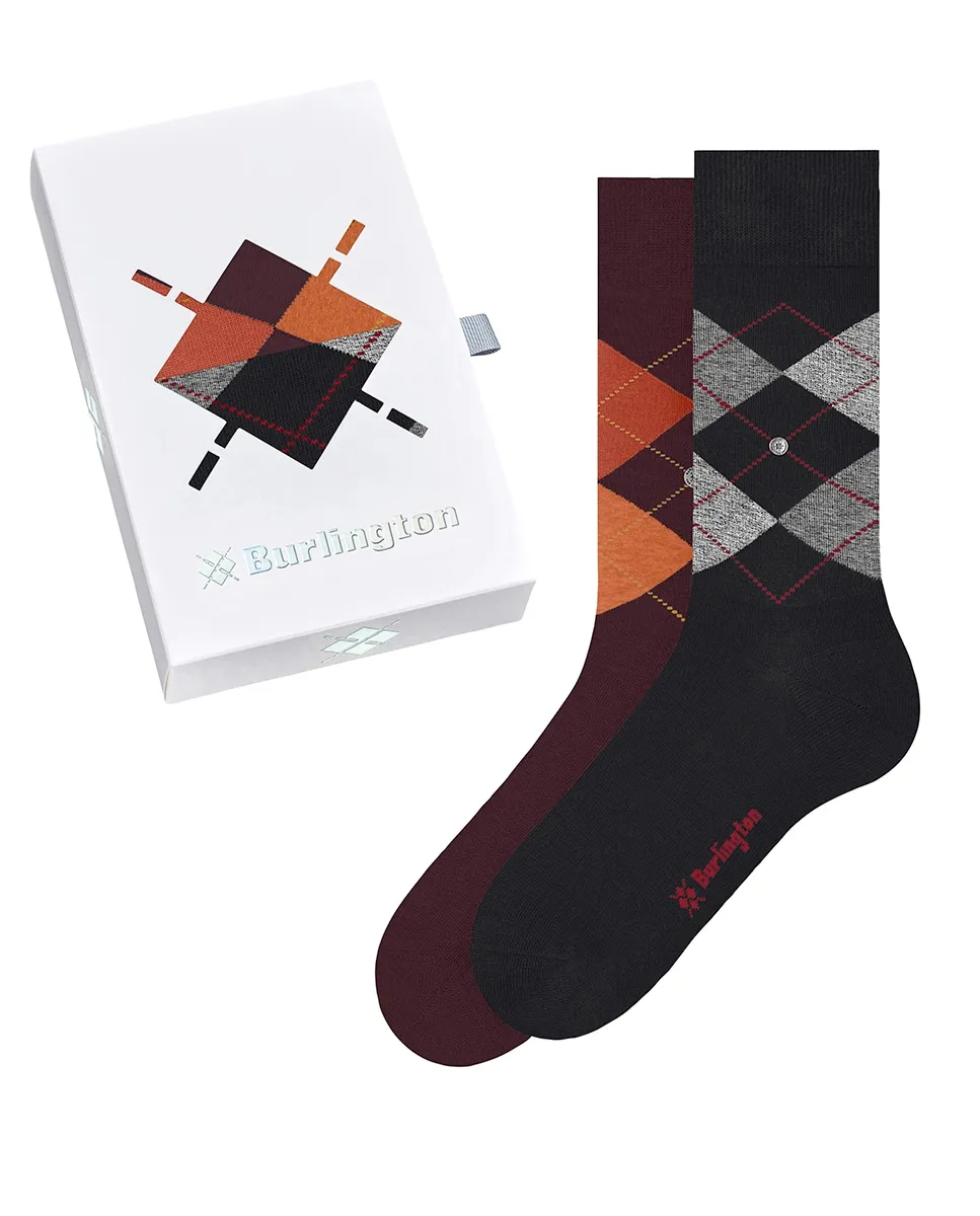 

Подарочная коробка на 2 пары с ромбами Burlington, черный